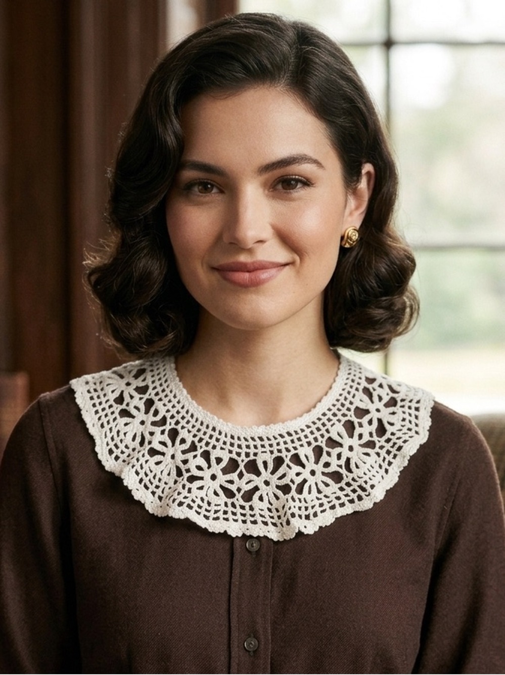 Vintage Handmade Crochet Lace Collar Floral Peter Pan Detachable Statement Boho